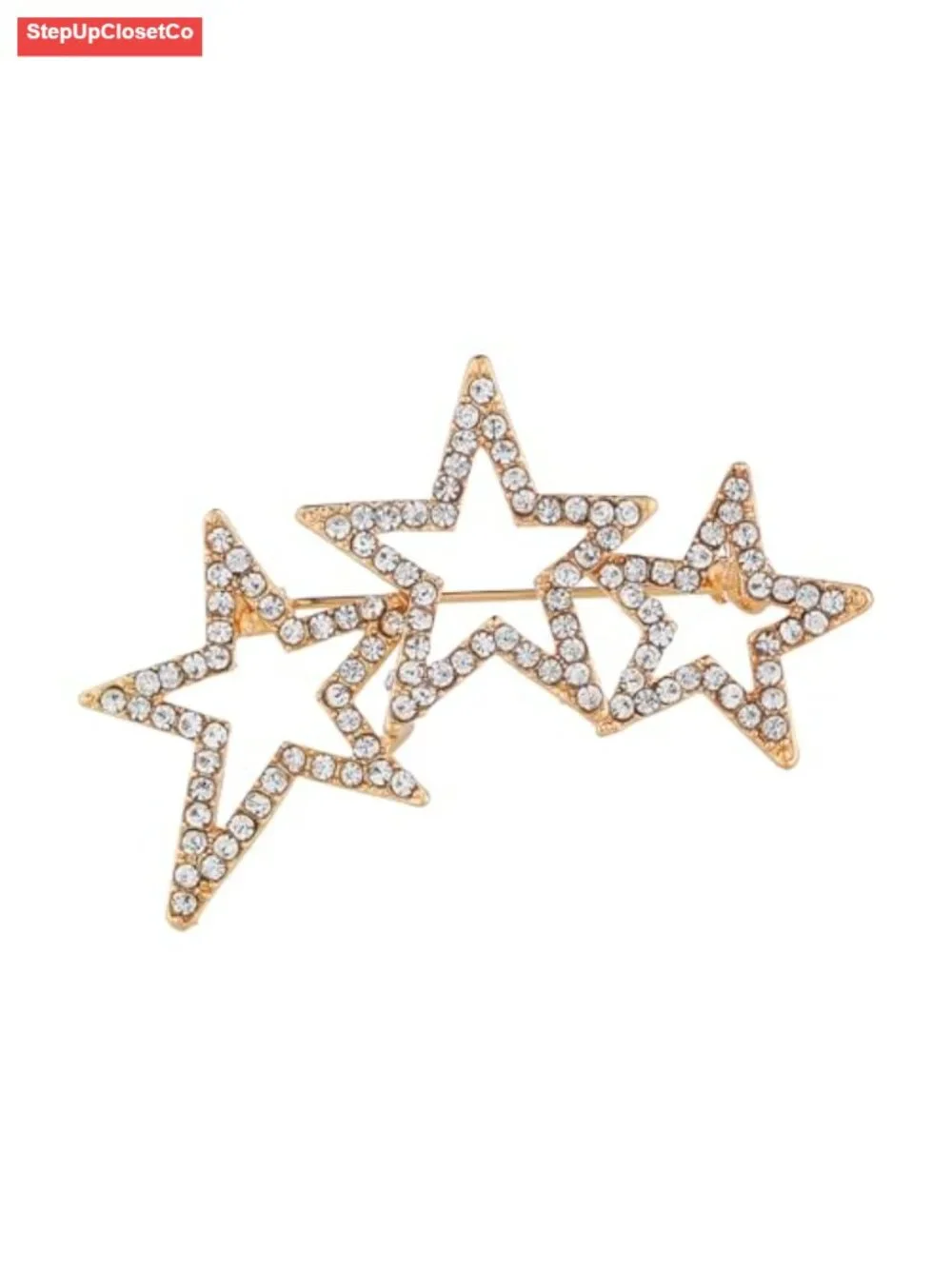 Crystal Starburst Brooch Pin, Rhinestone Star Lapel Pin for Women Suit Dress